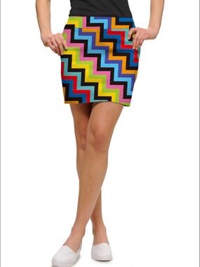Loudmouth Golf Skirt Size 8 Rainbow Zig Zag Colorful Statement Skirt